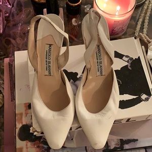 Vintage White Manolo Blahnik  Slingbacks